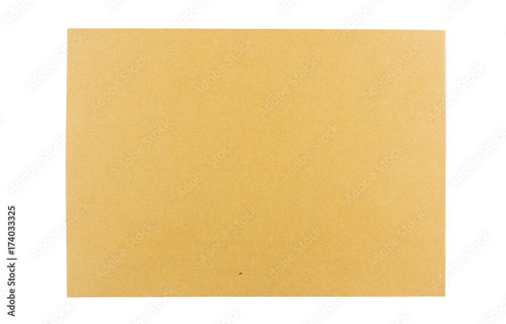 Brown craft envelope isolated on white background. clipping path