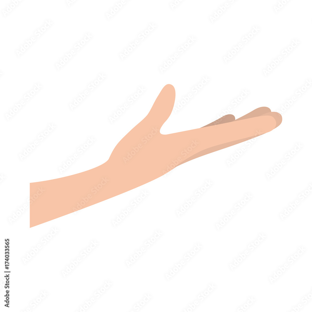 arm extended hand gesture on colorful silhouette arm extended hand gesture on colorful silhouette