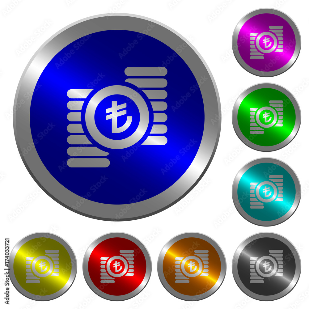 Turkish Lira coins luminous coin-like round color buttons Turkish Lira coins luminous coin-like round color buttons