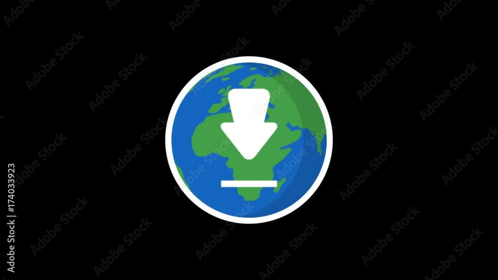 Planet Earth and Download Icon Planet Earth and Download Icon