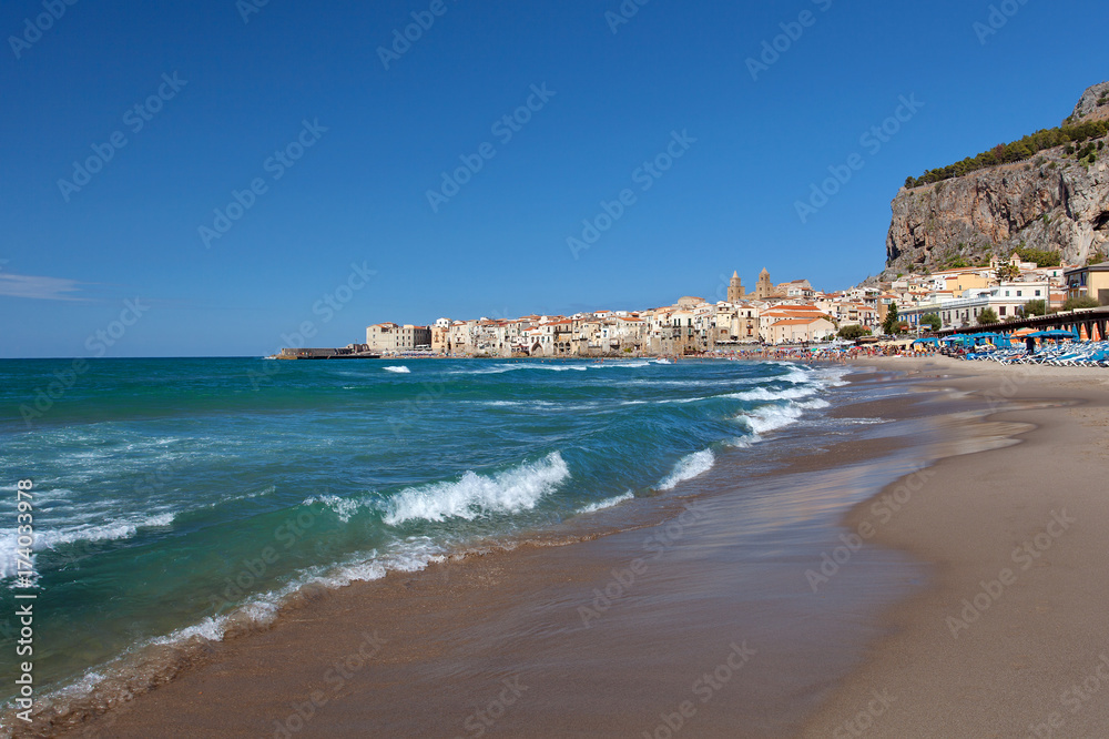 Cefalu at sunset, Sicily, Italy - Tyrrhenian Sea, Mediterranean Sea Cefalu at sunset, Sicily, Italy - Tyrrhenian Sea, Mediterranean Sea