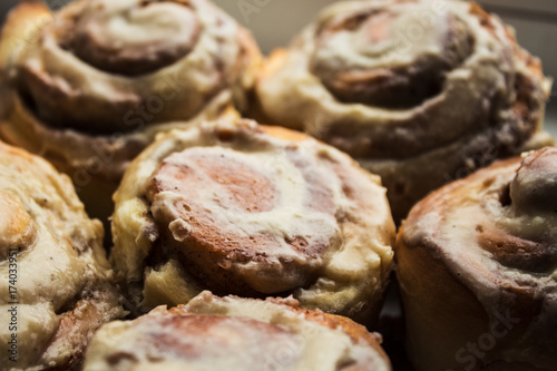 Wallpaper Mural cinnabon rolls with cream cheese glaze on plate Torontodigital.ca