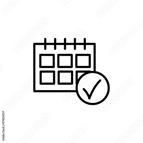 calendar ok icon line icon photo