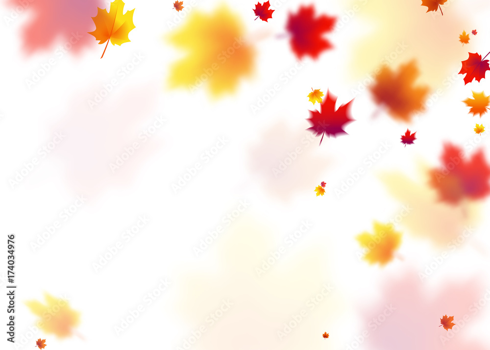 Vector illustration autumn flying red, orange, brown, yellow maple leaves Vector illustration autumn flying red, orange, brown, yellow maple leaves