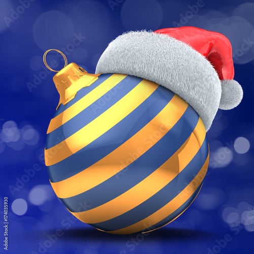 3d Christmas ball dark blue
