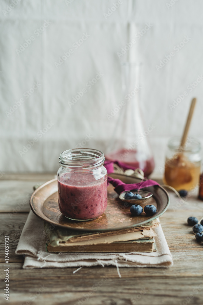 Blueberry smoothie with honey Blueberry smoothie with honey