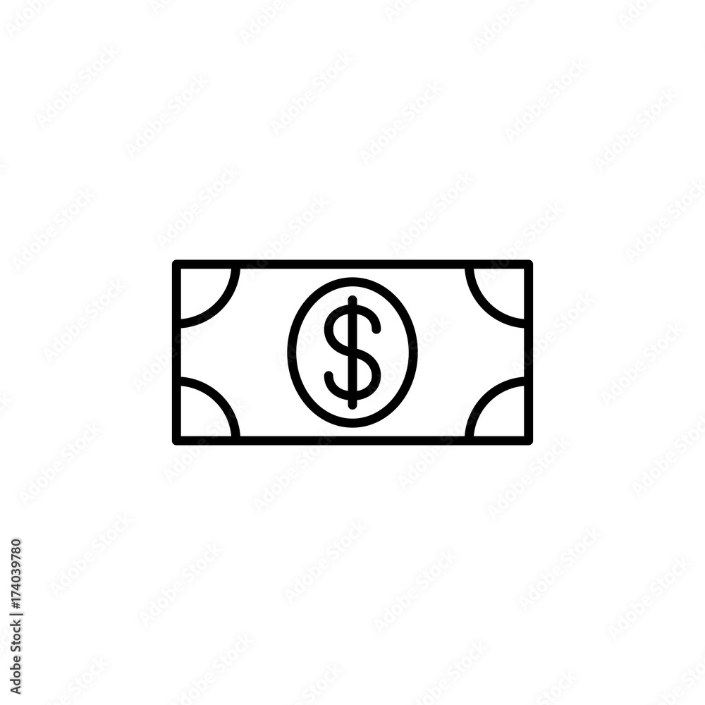 money dollar note line black icon money dollar note line black icon
