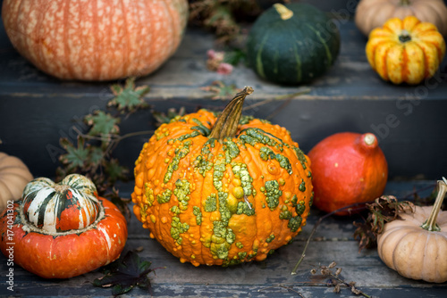 Pumpkins on Stairs