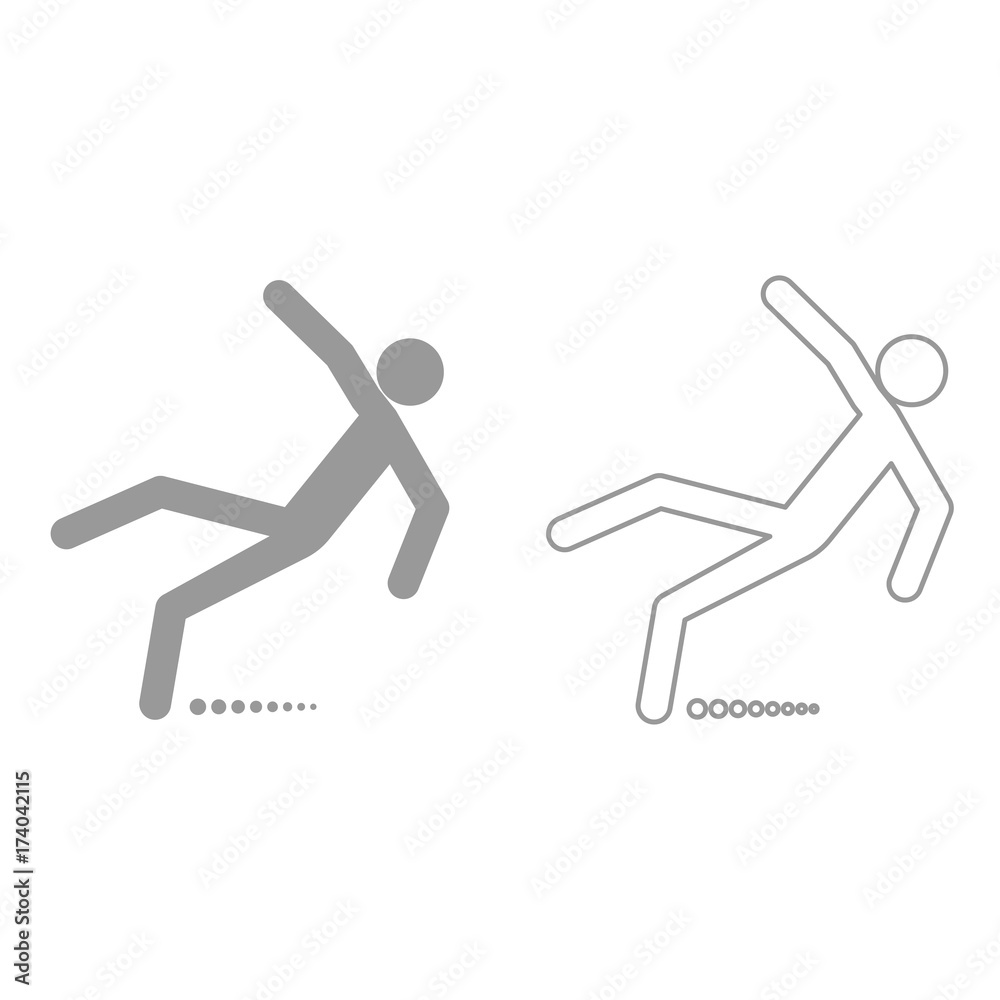 Man slip fall it is black icon . Man slip fall it is black icon .