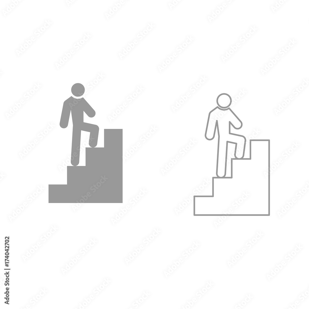 A man climbing stairs it is black icon .