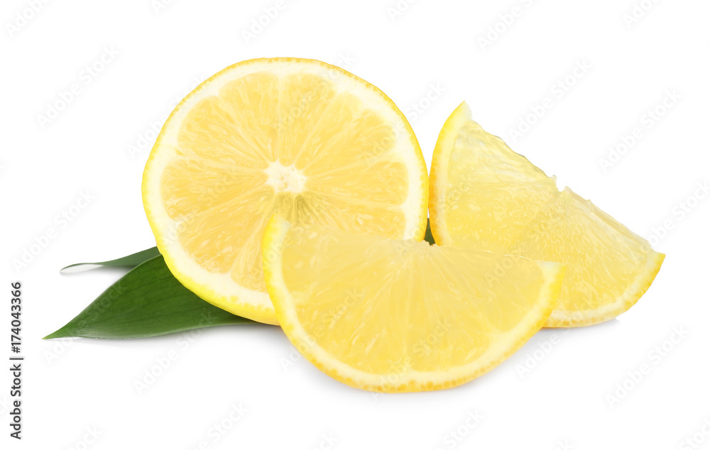 Fresh lemons on white background Fresh lemons on white background
