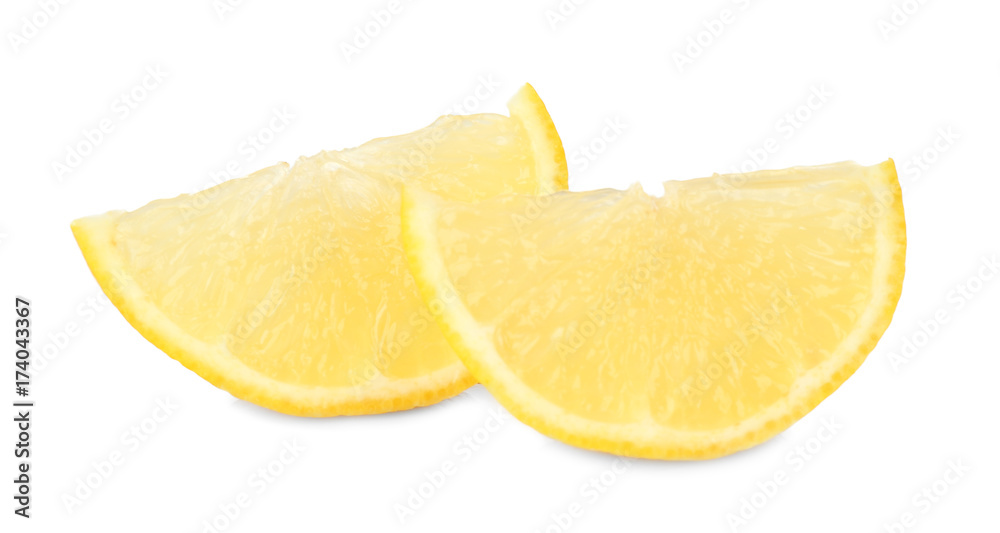 Slices of fresh lemon on white background Slices of fresh lemon on white background