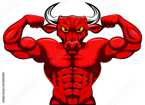 Angry strong bull mascot. vector illustration