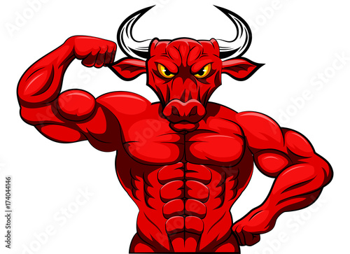 Angry strong bull mascot. vector illustration