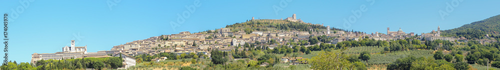 Assisi, one of the most beautiful small town in Italy. Skyline of the village from the land