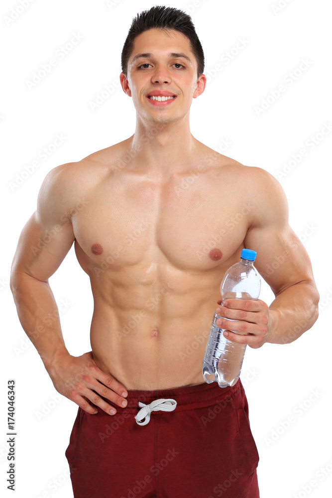 Bodybuilder Bodybuilding Getränk Wasser trinken Muskeln jung Freisteller Bodybuilder Bodybuilding Getränk Wasser trinken Muskeln jung Freisteller