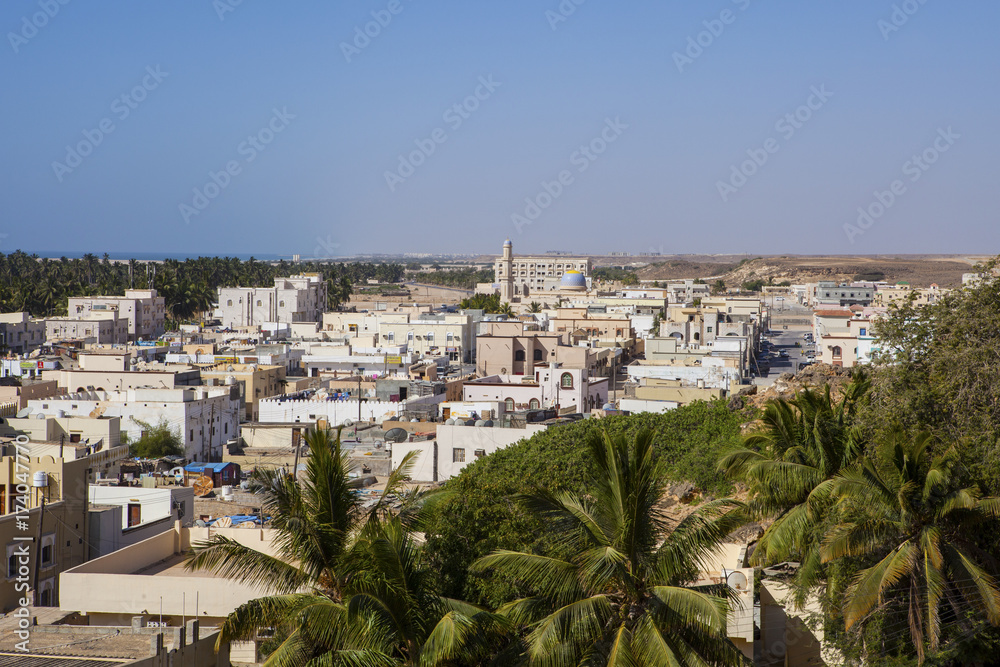Taqah view from the hill of the castle. Dhofar, Oman