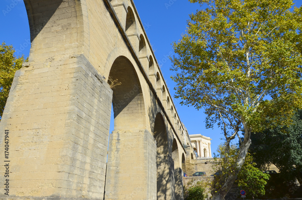 Les Arceaux aqueduct in Montpellier city