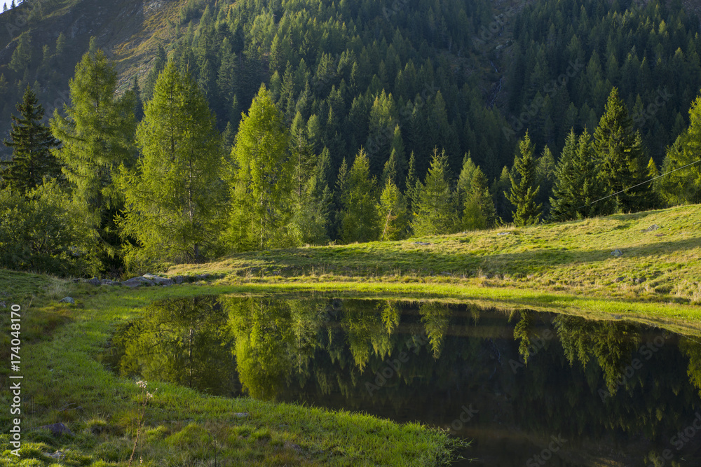 Lake with mountain forest landscape-Monte Avaro-Alpi Orobie