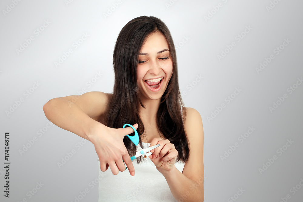 Beautiful Woman Quitting Smoking Cigarettes. Stop Smoking