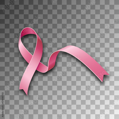 Symbol Pink Ribbon, Breast Cancer Awareness, Icon, on transparent background. Vector illustration