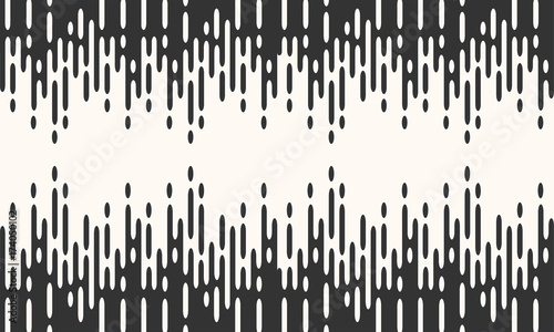 Black and white background with halftone transition. Rounded lines seamless pattern.