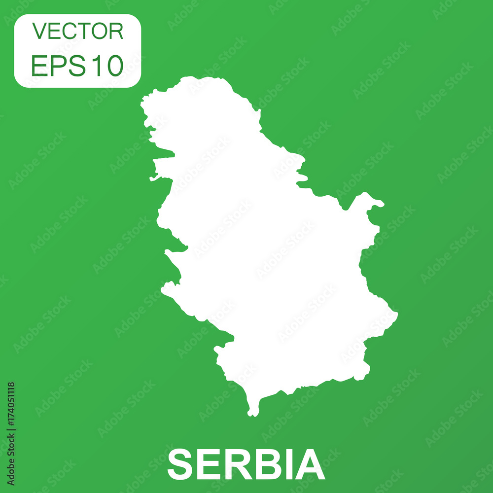 Serbia map icon. Business concept Serbia pictogram. Vector illustration on green background.