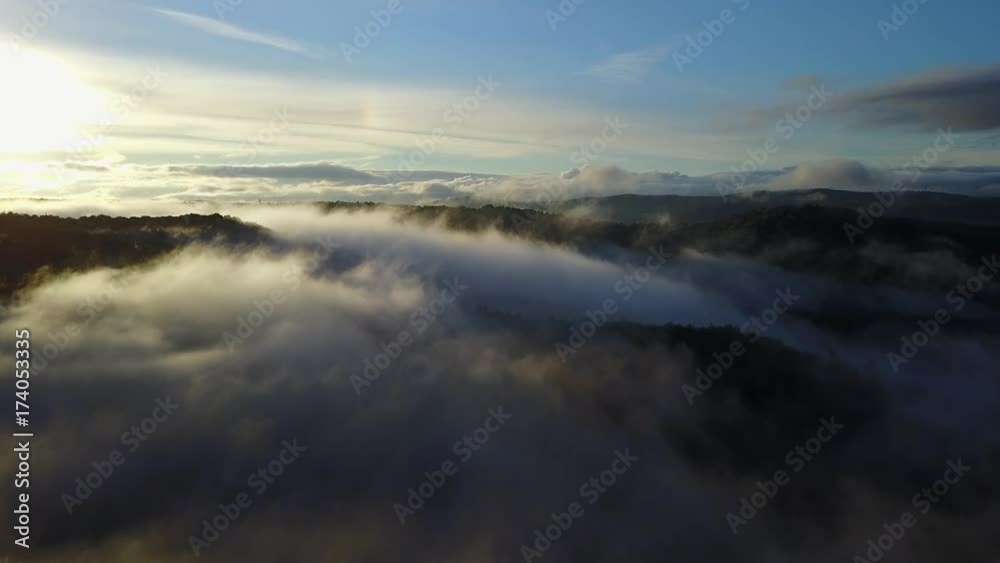 Sunset in the Ural mountains in Karatash ridge. Flying by drone Sunset in the Ural mountains in Karatash ridge. Flying by drone