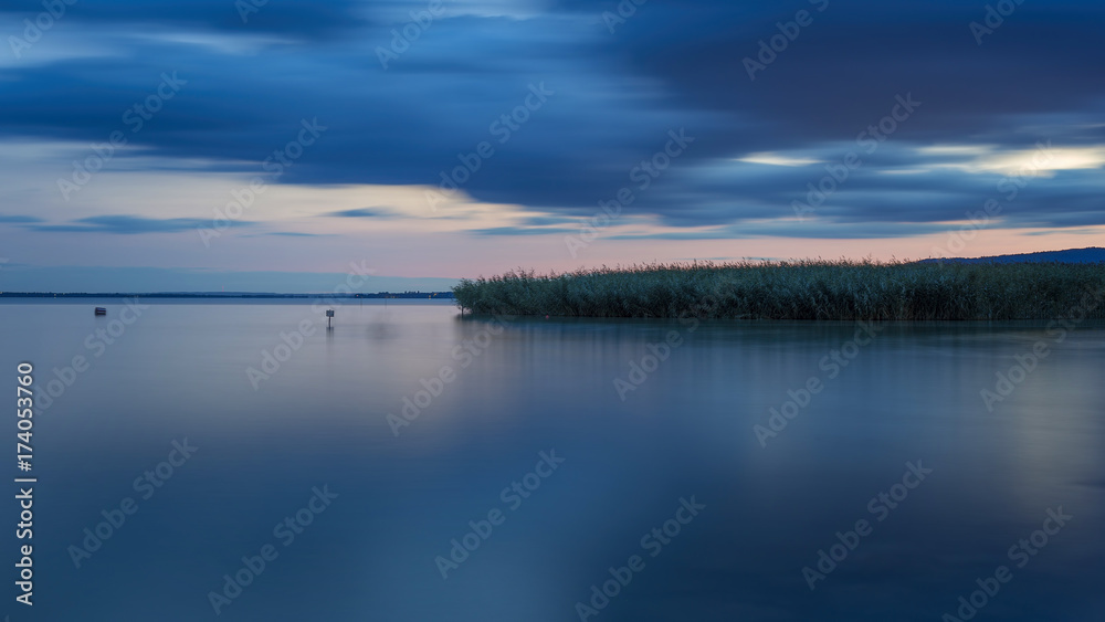 Long exposure picture from the lake Balaton of Hungary at the evening