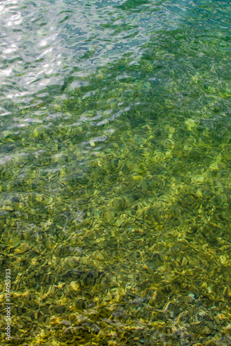 Vertical up view of crystal transparent fresh river sea water