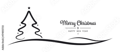 christmas tree stars lettering greetings isolated background