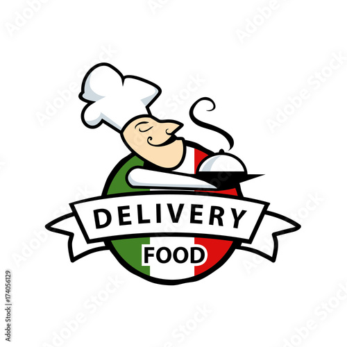 Vector food delivery, icons, logo and illustrations, cook