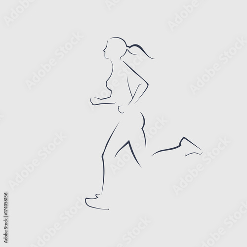 Woman running logo design vector illustration