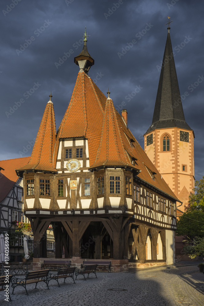 Town hall and church in Michelstadt