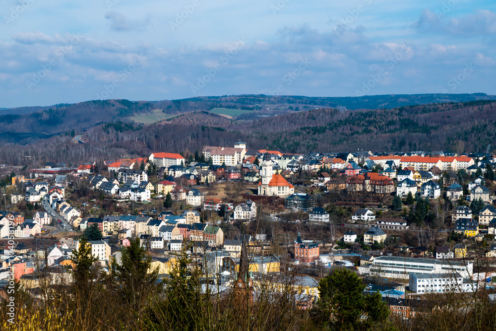 Blick auf aue im Erzgebirge Sachsen