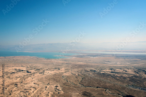 Dead Sea and desert view from Masada Fortress, Israel