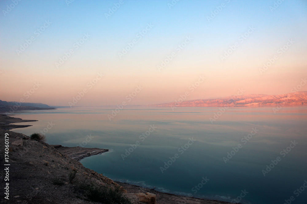 Fototapeta premium Dead Sea view by sunset, Israel