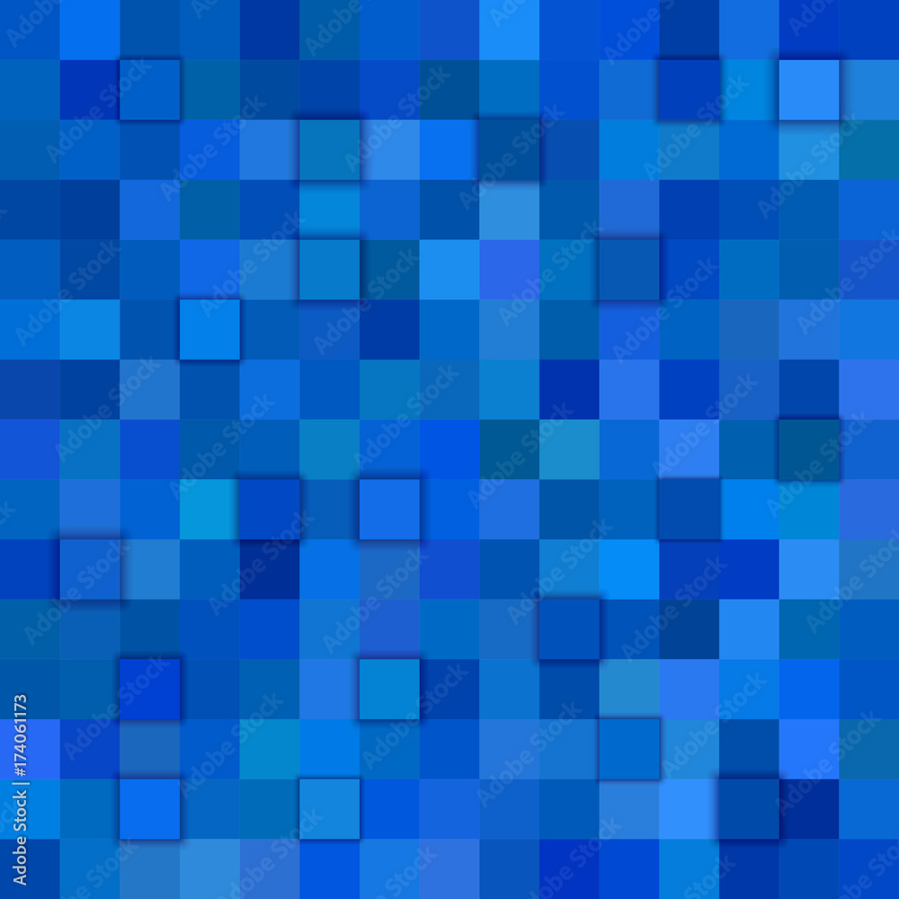 Square tiled background - vector design from squares in blue tones with 3d effect Square tiled background - vector design from squares in blue tones with 3d effect