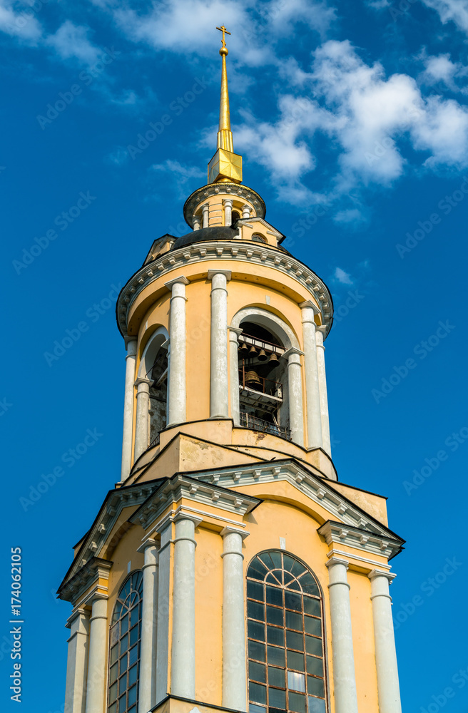 Bell tower of the Rizopolozhensky monastery in Suzdal, Russia
