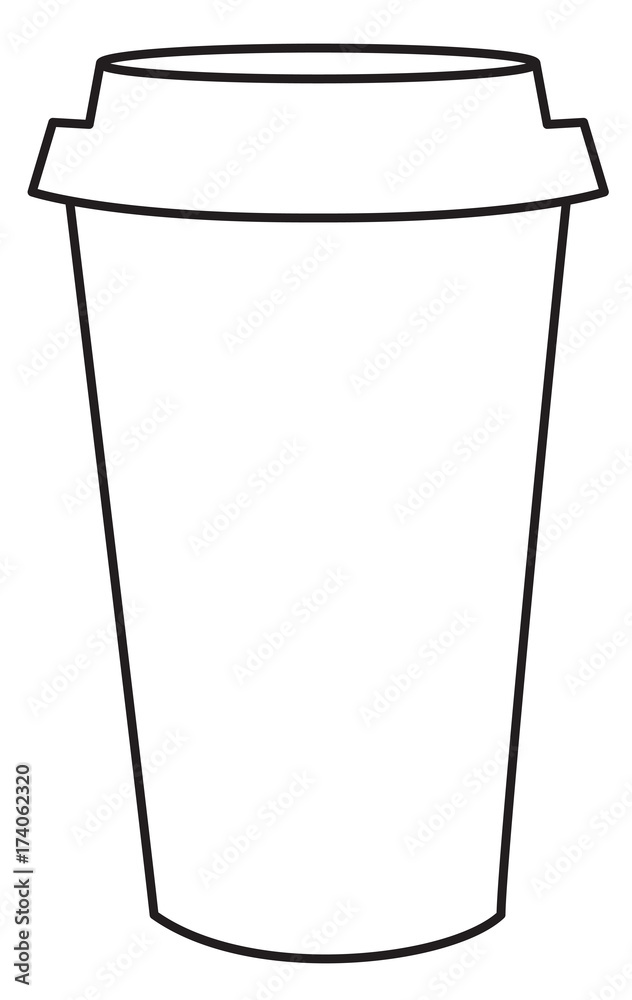 Black and white line drawing of a coffee cup. Stock Vector | Adobe Stock