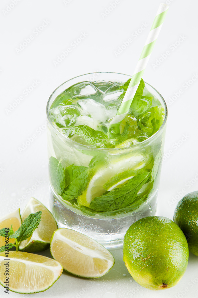 Mojito cocktail on white background Mojito cocktail on white background