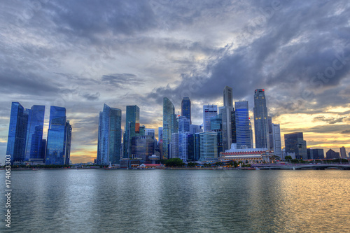 Singapore Skyline at Marina Bay During Sunset © ronniechua
