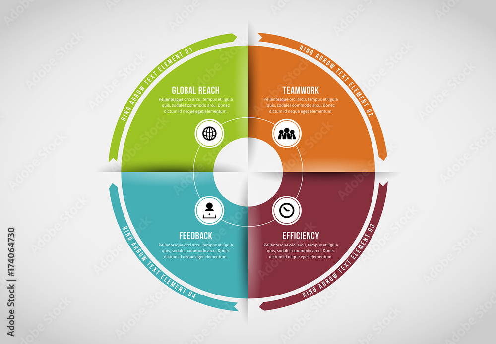 Four Section Circle Infographic 4 Stock Template | Adobe Stock
