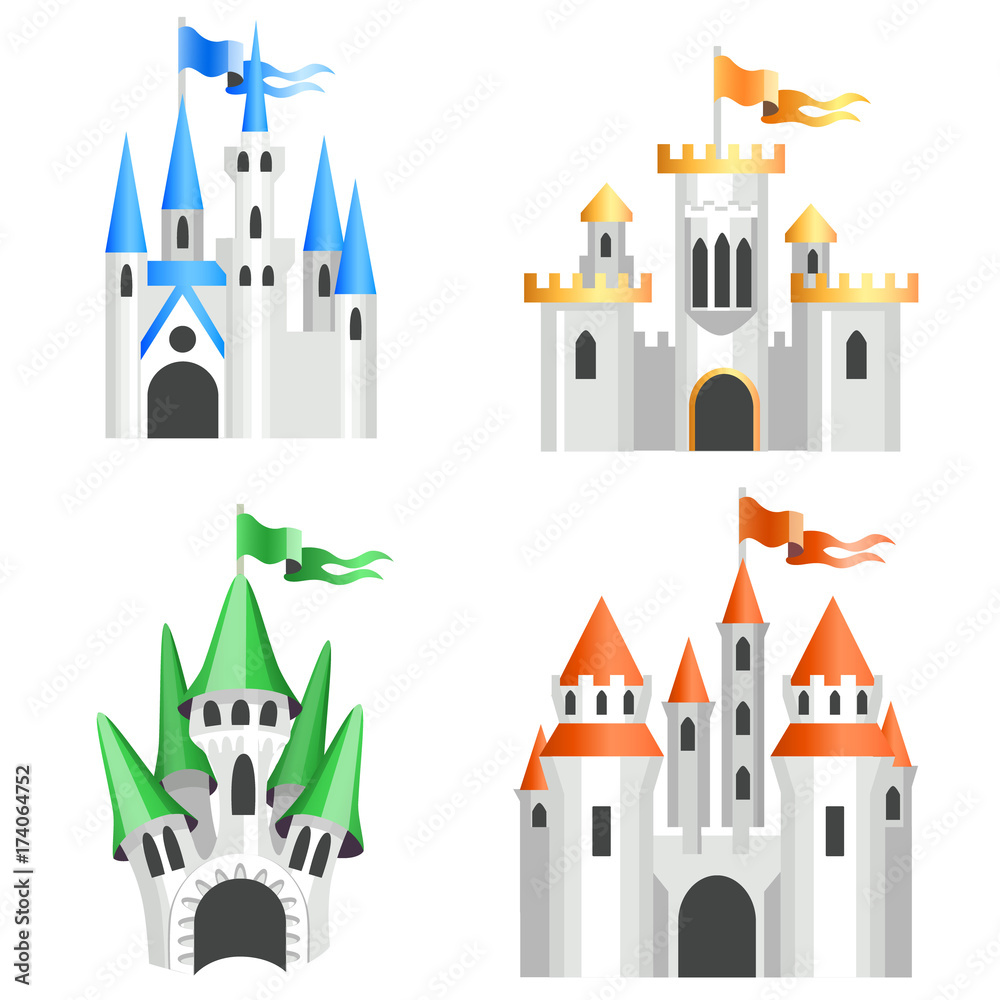 Four types of cartoon castles / There are four cartoon castles in ...