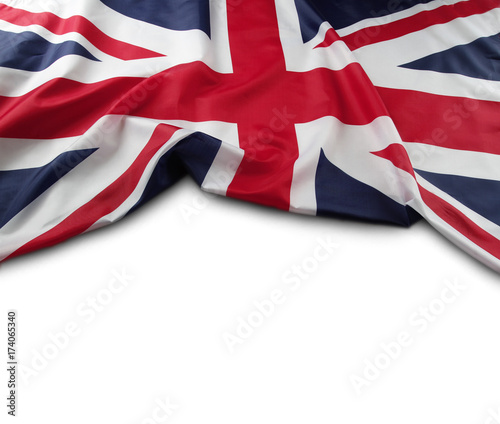 Fotografie, Obraz Union Jack English flag on white background. Copy space