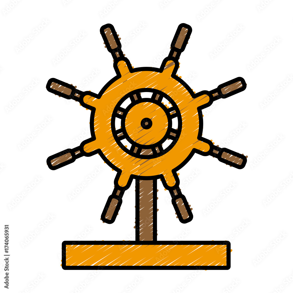 Obraz premium Boat ship wheel icon vector illustration graphic design