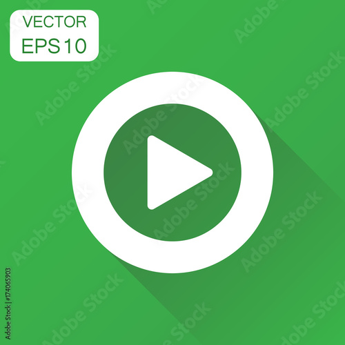 Play icon. Business concept play video pictogram. Vector illustration on green background with long shadow. Free Download Play icon. Business concept play video pictogram. Vector illustration on green background with long shadow. - GFXLoad