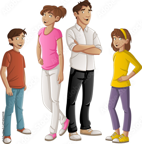 Colorful happy people. Cartoon family.

