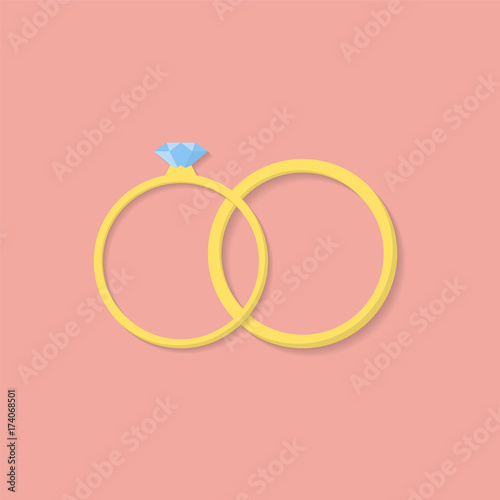 Wedding rings icon. Flat design style