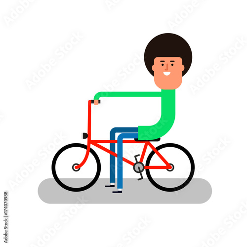 cool teenager boy sitting on a retro bicycle character illustration